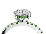 Platinum Round Cut Diamond Solitaire Ring with Round with Peridot side stone Pavé Band and Four-Prong Setting_16