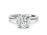 Platinum Round Cut Diamond Solitaire Ring with Thin Band and Prong Setting_32