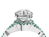 Platinum Round Cut Diamond with Green Sapphire side stone Halo Twist Band Solitaire Prong Setting Ring_4