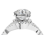 Platinum Round Cut Diamond with Moissanite side stone Halo Twist Band Solitaire Prong Setting Ring_4