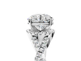 Platinum Round Cut Diamond with Moissanite side stone Halo Twist Band Solitaire Prong Setting Ring_5