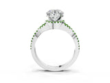 Platinum Round Cut Diamond with Peridot side stone Halo Twist Band Solitaire Prong Setting Ring_3