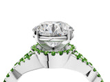 Platinum Round Cut Diamond with Peridot side stone Halo Twist Band Solitaire Prong Setting Ring_4