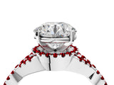 Platinum Round Cut Diamond with Ruby side stone Halo Twist Band Solitaire Prong Setting Ring_4