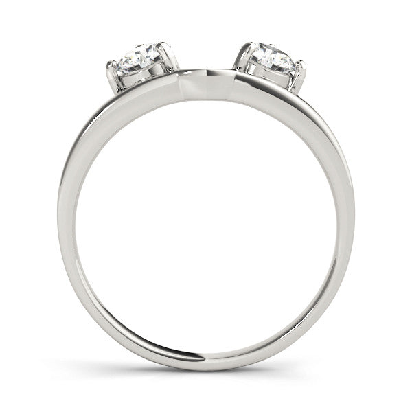 Platinum Round Cut Dual Diamond Open Band with Prong Setting 1