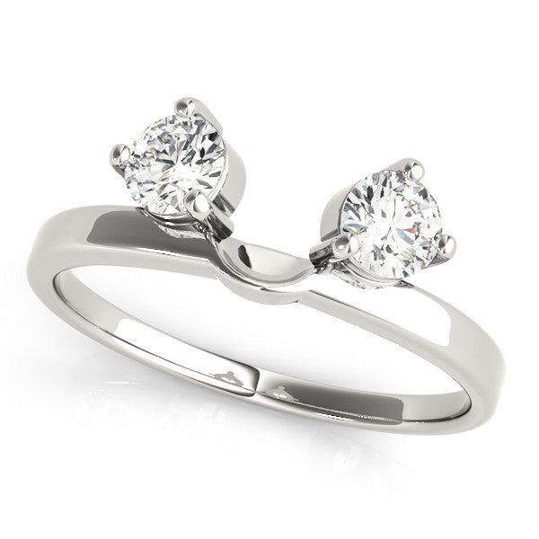 Platinum Round Cut Dual Diamond Open Band with Prong Setting