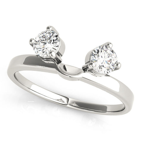 Platinum Round Cut Dual Diamond Open Band with Prong Setting