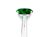 Platinum Round Cut Emerald Solitaire Engagement Ring with Cathedral Setting and Four-Prong Mount_17