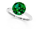 Platinum Round Cut Emerald Solitaire Engagement Ring with Classic Band and Four-Prong Setting_25