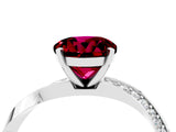 Platinum Round Cut Garnet Engagement Ring with Side Stone Accents and Four-Prong Setting_28