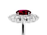 Platinum Round Cut Garnet Floral Double Halo Engagement Ring with Prong Setting_149