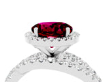Platinum Round Cut Garnet Halo Ring with Round Split Shank and Prong Setting_70