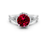 Platinum Round Cut Garnet  Halo Twist Band Solitaire Prong Setting Ring_12