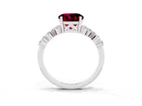 Platinum Round Cut Garnet Scattered Round Accent Ring with Prong Setting_87