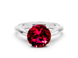 Platinum Round Cut Garnet Solitaire Engagement Ring with Cathedral Setting and Four-Prong Mount_12