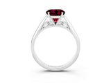 Platinum Round Cut Garnet Solitaire Engagement Ring with Cathedral Setting and Four-Prong Mount_15