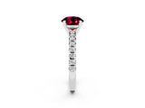 Platinum Round Cut Garnet Solitaire Pavé Engagement Ring with Round Band and Prong Setting_92