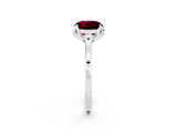 Platinum Round Cut Garnet Solitaire Ring with Flower Prong Setting and Classic Band_2