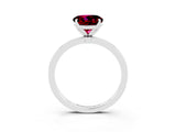 Platinum Round Cut Garnet Solitaire Ring with Thin Band and Prong Setting_45