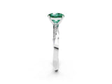 Platinum Round Cut Green Sapphire Engagement Ring with Side Stone Accents and Four-Prong Setting_26