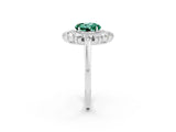 Platinum Round Cut Green Sapphire Floral Double Halo Engagement Ring with Prong Setting_146