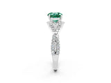 Platinum Round Cut Green Sapphire  Halo Twist Band Solitaire Prong Setting Ring_14