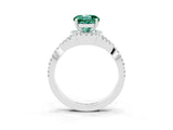 Platinum Round Cut Green Sapphire  Halo Twist Band Solitaire Prong Setting Ring_15