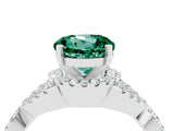 Platinum Round Cut Green Sapphire  Halo Twist Band Solitaire Prong Setting Ring_16