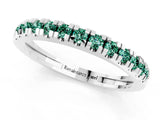 Platinum Round Cut Green Sapphire Pavé Set Thin Band_13
