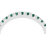 Platinum Round Cut Green Sapphire Pavé Set Thin Band_16