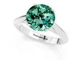 Platinum Round Cut Green Sapphire Solitaire Engagement Ring with Cathedral Setting and Four-Prong Mount_13