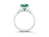 Platinum Round Cut Green Sapphire Solitaire Engagement Ring with Cathedral Setting and Four-Prong Mount_15