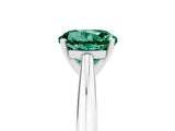 Platinum Round Cut Green Sapphire Solitaire Engagement Ring with Cathedral Setting and Four-Prong Mount_17