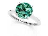 Platinum Round Cut Green Sapphire Solitaire Engagement Ring with Classic Band and Four-Prong Setting_25