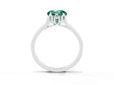 Platinum Round Cut Green Sapphire Solitaire Ring with Flower Prong Setting and Classic Band_15