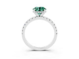 Platinum Round Cut Green Sapphire Solitaire Ring with Round  Pavé Band and Four-Prong Setting_39