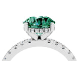 Platinum Round Cut Green Sapphire Solitaire Ring with Round  Pavé Band and Four-Prong Setting_40