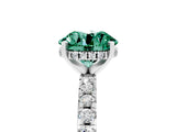 Platinum Round Cut Green Sapphire Solitaire Ring with Round  Pavé Band and Four-Prong Setting_41