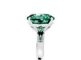 Platinum Round Cut Green Sapphire Solitaire Ring with Thin Band and Prong Setting_47