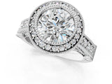 Platinum Round Cut Halo Diamond Split Shank Pave Ring_14