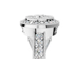Platinum Round Cut Halo Diamond Split Shank Pave Ring_18