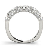 Platinum Round Cut Milgrain Diamond Half Eternity Band with Pave Setting 1