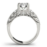Platinum Fancy Green Pear Cut Cut Milgrain Pave Diamond Engagement Ring with Four-Prong Setting