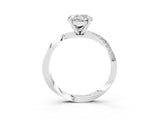 Platinum Round Cut Moissanite Engagement Ring with Side Stone Accents and Four-Prong Setting_27
