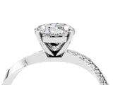 Platinum Round Cut Moissanite Engagement Ring with Side Stone Accents and Four-Prong Setting_28