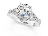 Platinum Round Cut Moissanite  Halo Twist Band Solitaire Prong Setting Ring_13