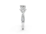 Platinum Round Cut Moissanite  Halo Twist Band Solitaire Prong Setting Ring_14