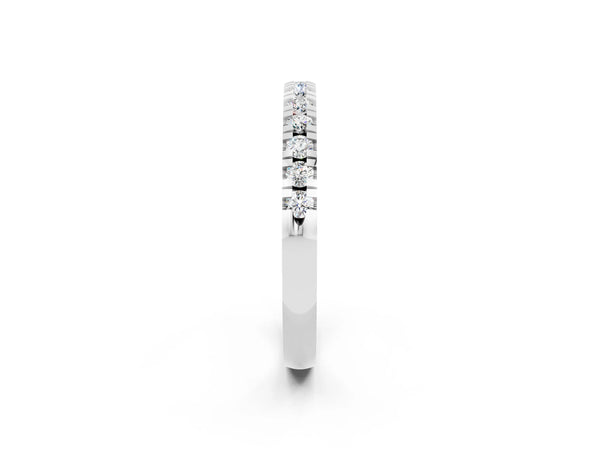 Platinum Round Moissanite Thin Pave Half Eternity Wedding Band