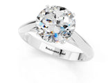 Platinum Round Cut Moissanite Solitaire Engagement Ring with Cathedral Setting and Four-Prong Mount_13
