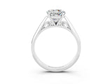 Platinum Round Cut Moissanite Solitaire Engagement Ring with Cathedral Setting and Four-Prong Mount_15